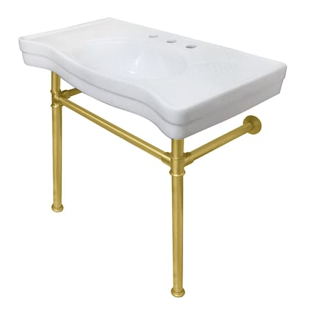 Fauceture VPB1367ST Imperial Vitreous China Console Sink W/ SS Legs, White/Brass VPB1367ST